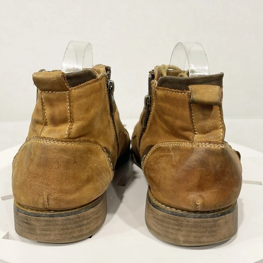 Steve Madden‎ Mens Genuine Leather Sz 10.5 Proxy Cap Toe Boot Tan PROX01M1
